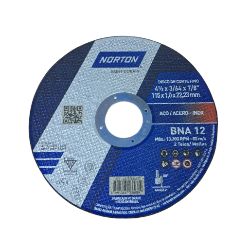 Disco de corte 4.1/2 a&ccedil;o inox BNA 12-3/64 - NORTON