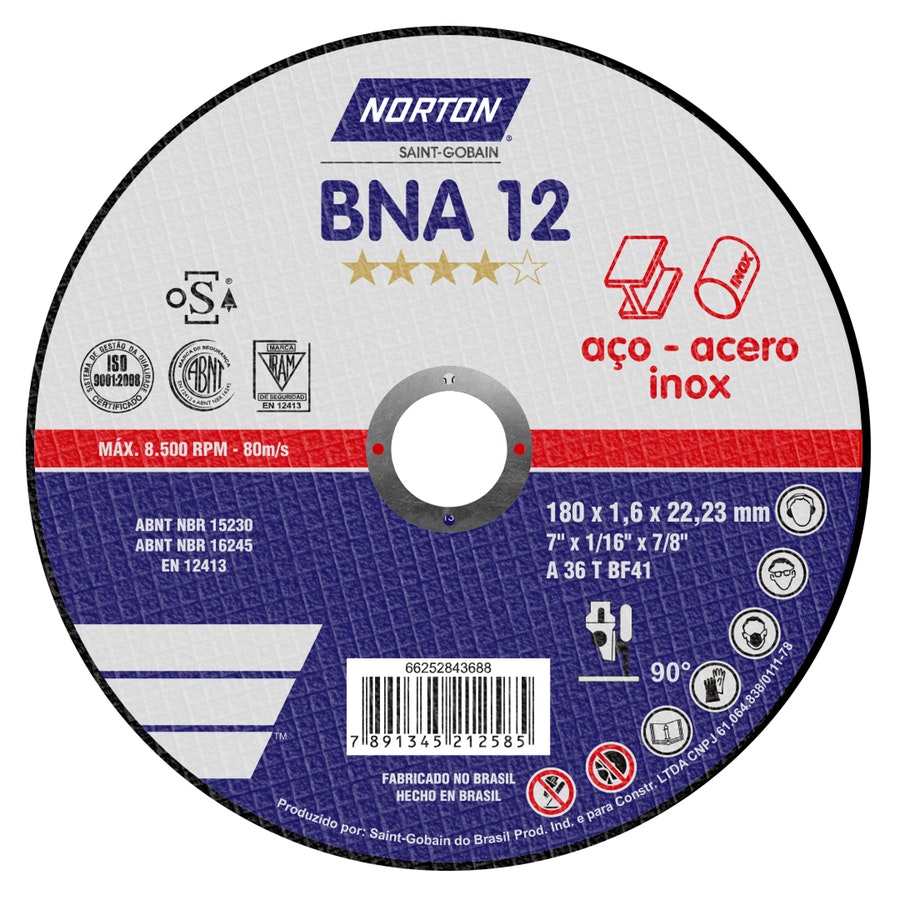 Disco de corte 7" 1,6 x 22,2 BNA 12 - NORTON