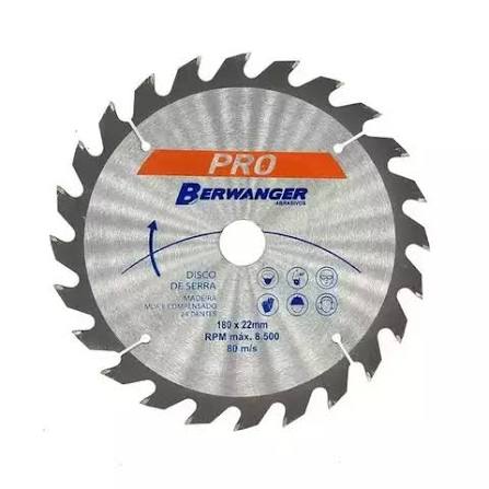Disco serra madeira PRO 24 dentes 180 x 22 mm - BERWANGER
