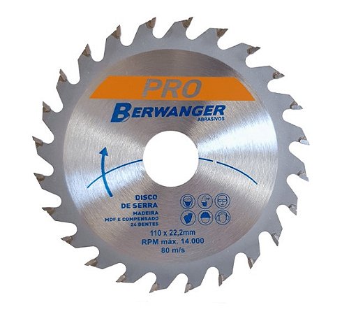 Disco serra madeira 36 dentes 110 x 22 mm - BERWANGER